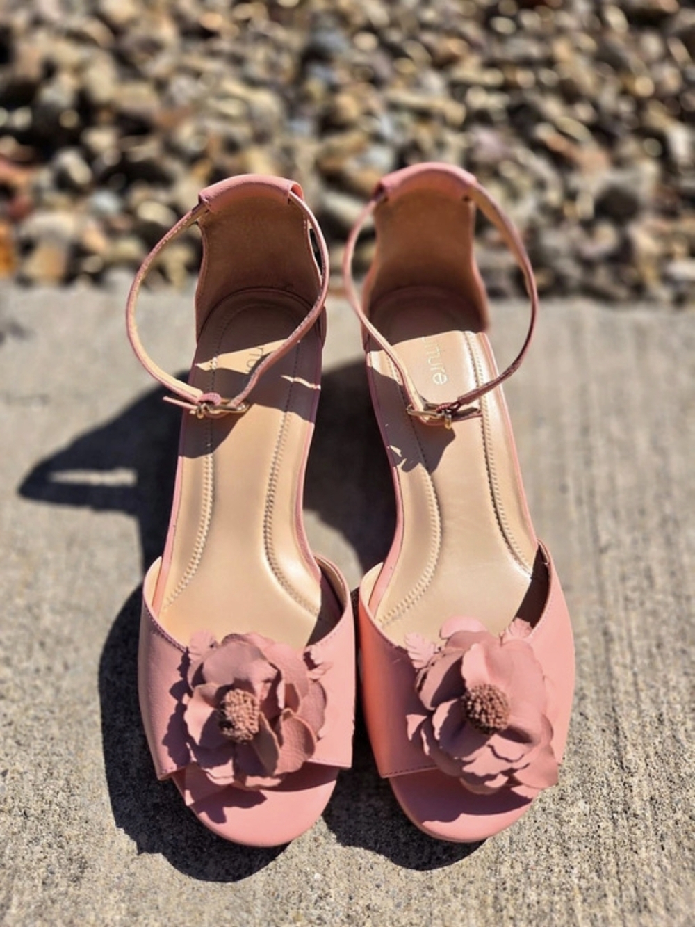 Nurture Wynnie Pink Leather Espadrille Floral Wedge Open Toe Sandals Heels 8.5